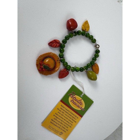 New Vtg DEPT 56 Retrolite Treasures Bracelet Farm Market Charms Department 56 - Picture 10 of 11